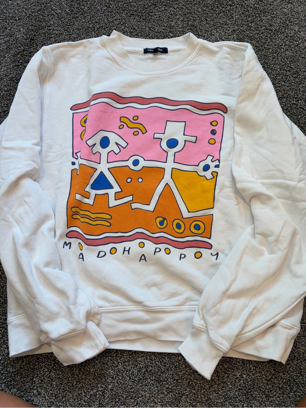 Madhappy White Sweatshirt with Pink & Orange Graphic